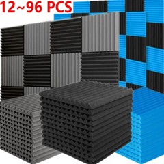 12~96 PACK 12″X12″X1″ Acoustic Foam Panel Wedge Studio Soundproofing Wall Tiles