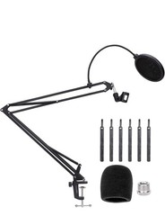 Amazon Basics Adjustable Microphone Boom Stand, Pop Filter, Windscreen, 19 inch