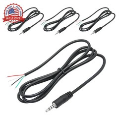 4Pcs 3.5mm Male Plug to 4Pin Bare Wire Open End Cable 3FT, TRRS 4 Pole 1/8“ Jac
