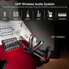 LEKATO UHF Wireless Guitar System Transmitter Receiver 70 Channels 20-20KHz