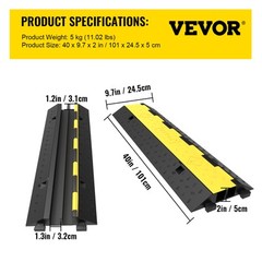 VEVOR Speed Bump Cable Protector Ramp 5PCS 2-Cable Rubber 40″x9.7″x2″ Cord Guard