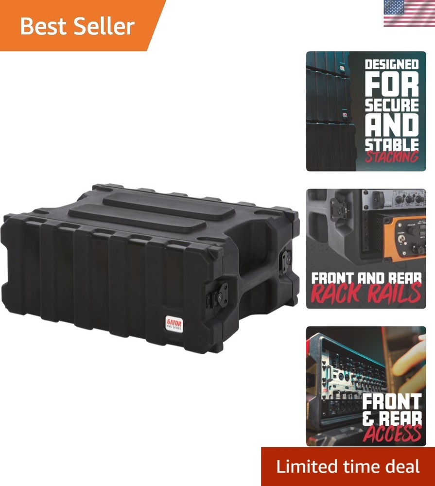 Cases Pro Series 4U Rack Case with Shallow 13″ Depth, Roto Molded