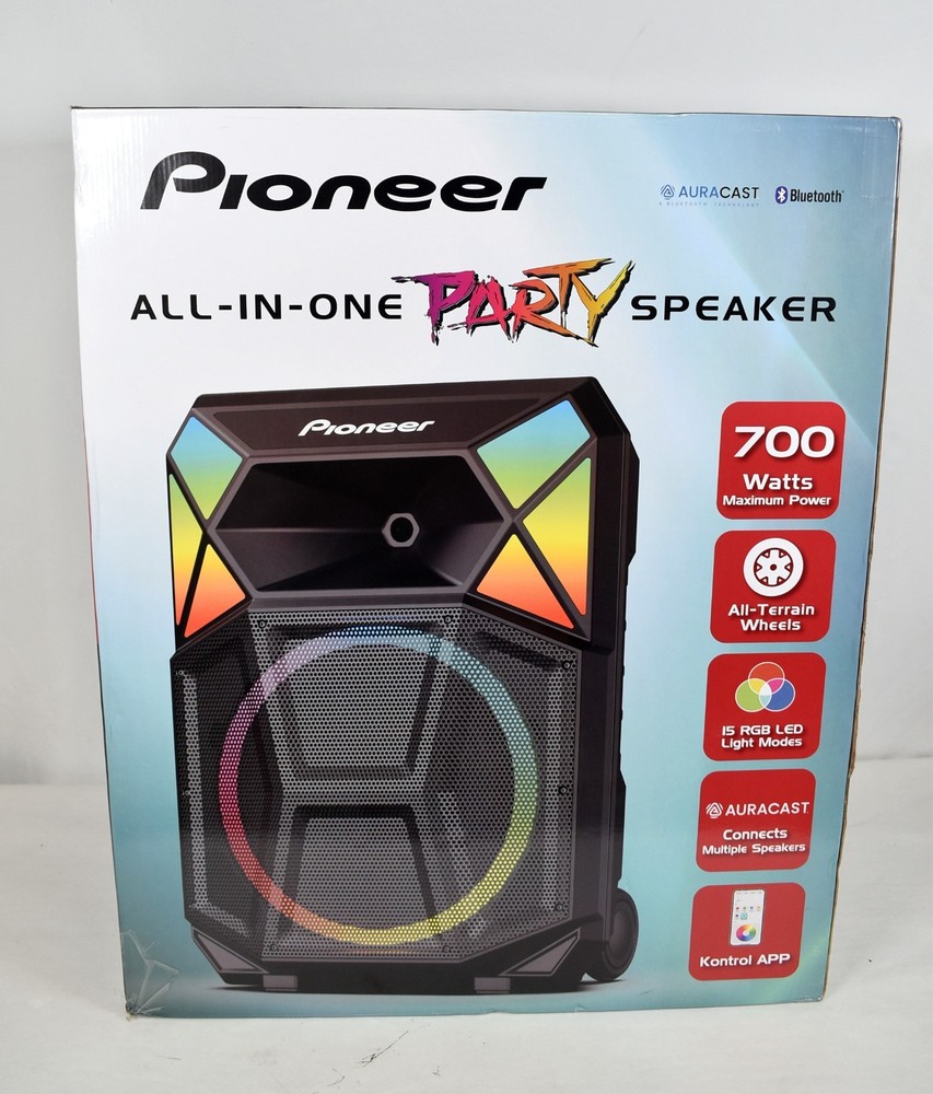 Pioneer PSX615 700W 15″ Bluetooth Party Speaker RGB LED Auracast Mic & Stand New