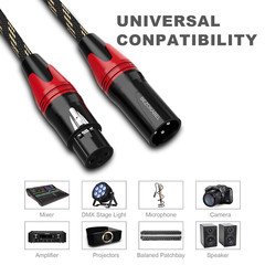 6-Pack 25ft Braided XLR Microphone Cables Male to Female Color-Coded Audio Cable