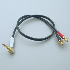 3.5mm Stereo Plug Right Angle to 2x Microdot Jack Cable Microphone Preamplifier