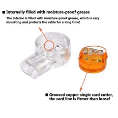 BUYGOO 200PCS Waterproof Gel-Filled Orange Clear Button K1 Connector