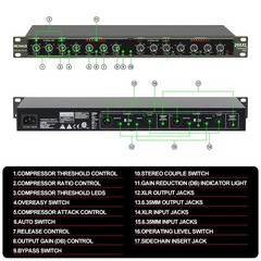 MICNAUX Audio Compressor, Professional Dual-Channel Black Dynamic