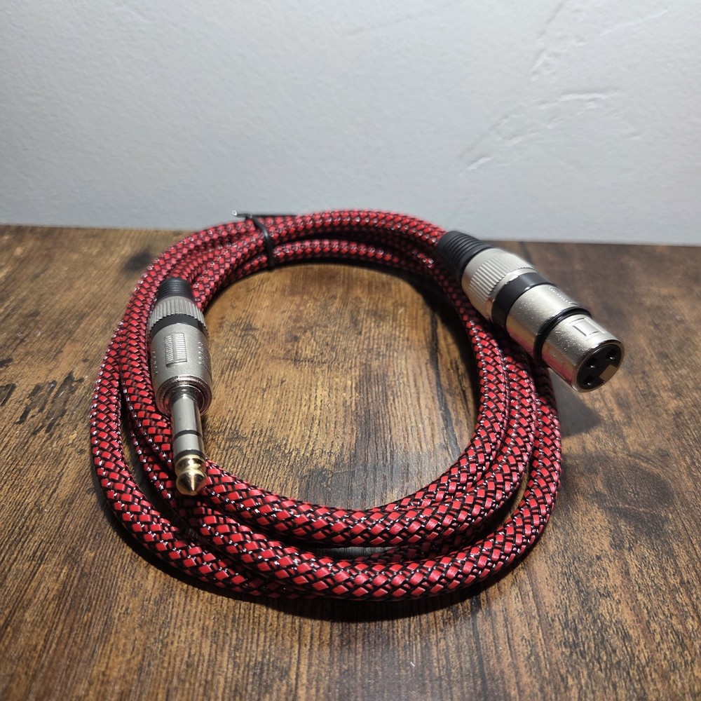 XLR Female to 1/4 In Cable 6ft Nylon Braided Microphone Cable 6.35mm TRS to XLR