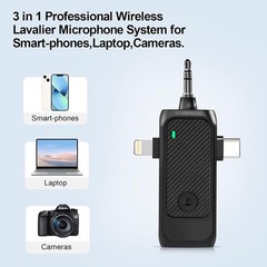 Wireless Lavalier Microphone For iPhone Android Video Recording, Live Streaming