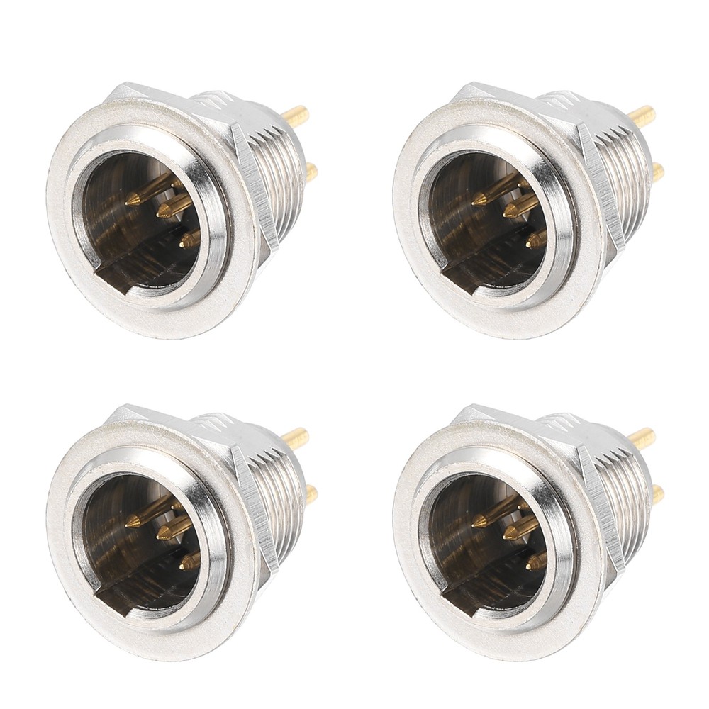 4PCS Mini XLR Connector, 5 Pin Male Mini XLR Socket Connector, Silver