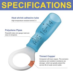 haisstronica 540PCS Marine Grade Heat Shrink Wire AWG16-14, Blue Ring