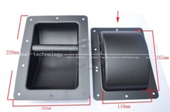 2 pcs Medium Size Black Metal Speaker Recessed Bar Handles 162mm x 220mm