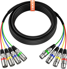 15Ft 4 Channel Snake – Premium XLR Male to Female Snake Cable for Live, Recordin