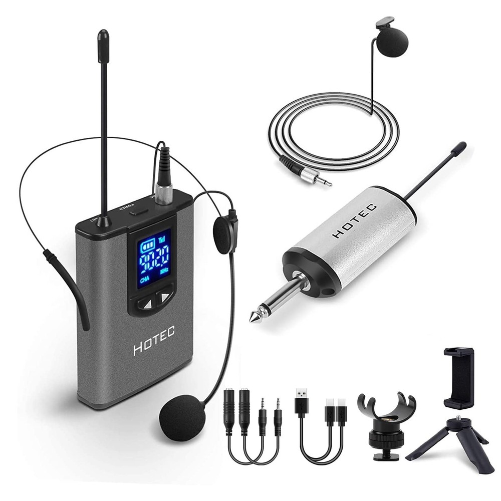 UHF Wireless Headset Lavalier Microphone Bodypack Transmitter 1/4 Inch Output
