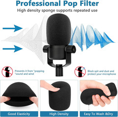 Windscreen for Rode Podmic, 2Pack Microphone Pop Filter Foam Cover Compatible wi