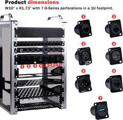 10 Inch 1U Rack Panel with D-Series Connectors for Audio and Video Systems