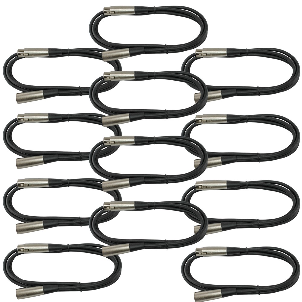 12 pack 3ft foot feet XLR pin male to female shielded audio mic microphone cable