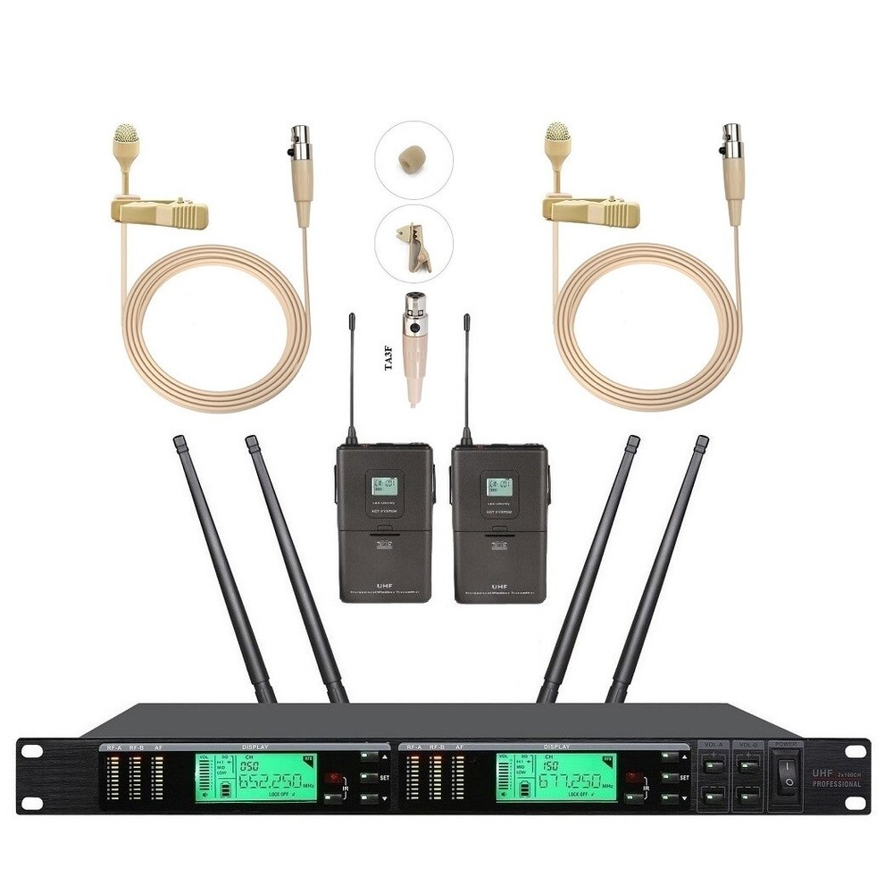 UHF Vocal Microphones Dual Lavalier Two Bodypack mic For Shure QLXD4 Vocal Mics