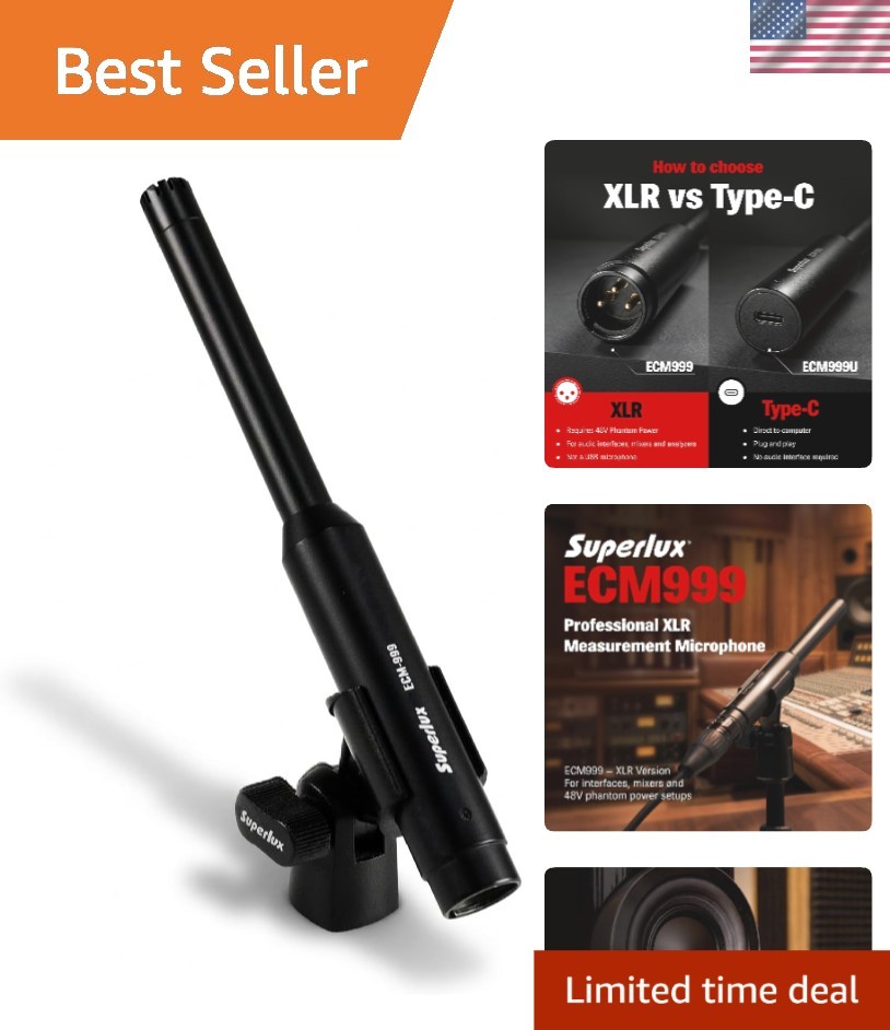 Precision Omnidirectional Condenser Microphone for Room Calibration & Sound T…