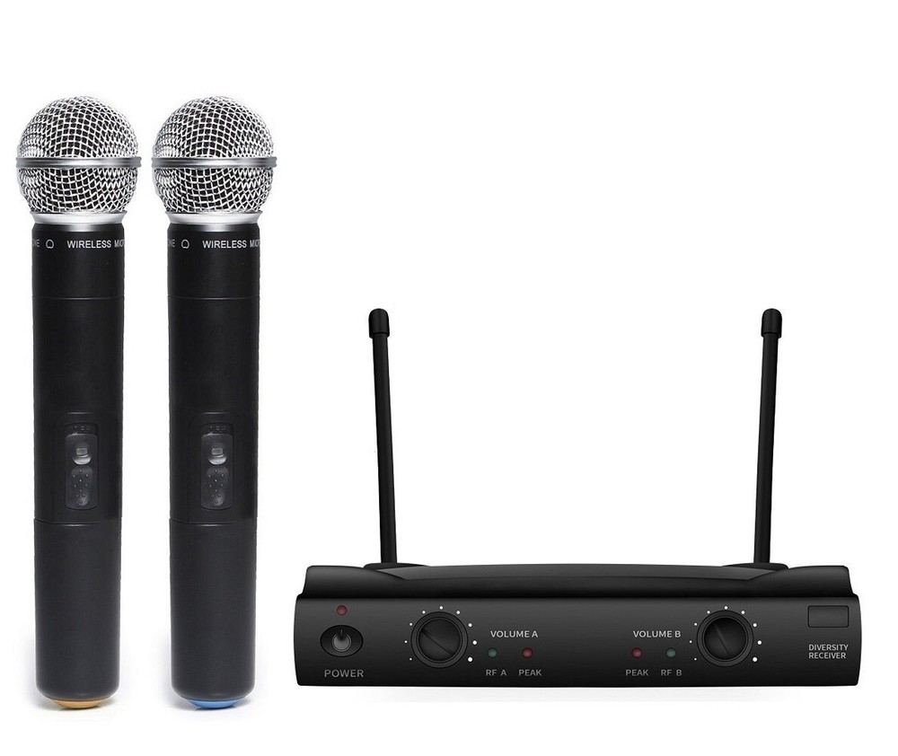 UHF Wireless Microphone System with 2 Hand held mics for School Church Play Home