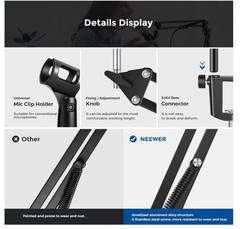 Neewer NW-35A Microphone Boom Arm Suspension Scissor Stand Desk Mount NEW Sealed