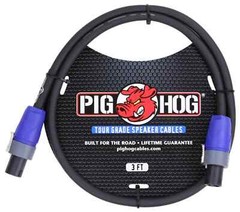 PIG HOG PHSC3SPK SPEAKER CABLE, 3FT (14 GAUGE WIRE), SPEAKON TO SPEAKON – New