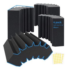 4 Pack Curved Bass Traps Corner Acoustic Foam, Large Size 16.5″ X 6.3″ X 12″ …