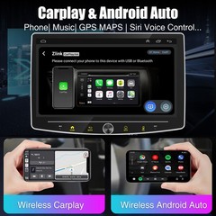 10″ Single DIN Android 15 BT Car Stereo Radio Carplay GPS Rotatable Screen 4+64G