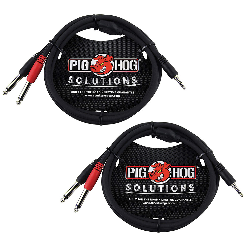 Pig Hog PB-S3410 3.5 mm Stereo Breakout Cable, 10 Feet (2-Pack)