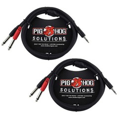 Pig Hog PB-S3410 3.5 mm Stereo Breakout Cable, 10 Feet (2-Pack)