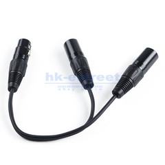 4Pcs 3-Pin XLR 1 Female Plug to Dual 2 Male Y Splitter Mic Cable Adaptor Black