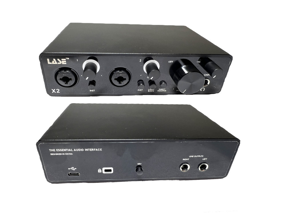 LASE X2 USB Audio Studio Interface 2-IN, 2-OUT for Recording Live Sound DJ