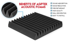 12-Pack Acoustic Foam Panels 12″x12″ Soundproofing for Studios Walls Tiles KTV