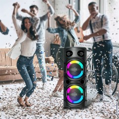 3000W Portable Bluetooth Speaker Dual 8″ Subwoofer Party Heavy Bass Sound System