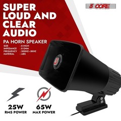 5Core PA Speaker Pair 5×8″ 65W Bull Horn Loud Audio 8Ohm Outdoor Speakers System
