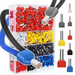 Double Wire Ferrule Kit 8-22 AWG, 750Pcs Dual Bootlace Ferrule Kit Wire Ferrules