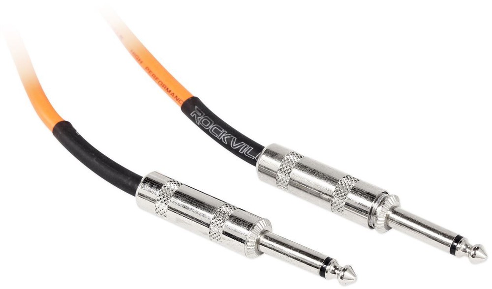 Rockville RCGT1.5O 1.5′ 1/4“ TS to 1/4“ TS Instrument Guitar Cable in Orange