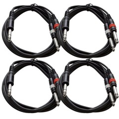 4 Pack 6 Ft Insert Cable TRS 1/4″ to Dual TS 1/4″
