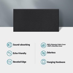 4 PCS Acoustic Panels with Hanging Bracket, 2” Thick Fiberglass Sound Proof P…