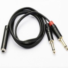 1/4 TRS Female to Dual TS 1/4 Male Stereo Breakout Splitter Adapter Y Cable US