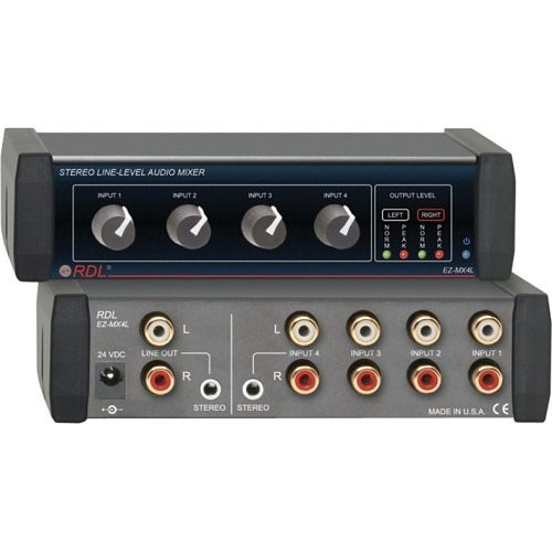 RDL EZ-MX4L Stereo Line-Level Audio Mixer, 4×1
