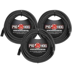 New – 3 Pack Pig Hog PHM100 XLR High Performance 8mm Microphone Cable, 100 Ft