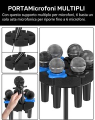 Multi Microphone Holder, Aluminum Multi Mic Holder Holds Up to 6 Mics, Wired …