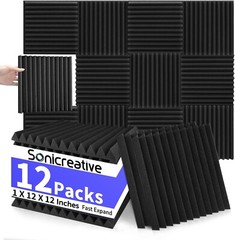 12 Pack Acoustic Foam Panels 1 X 12 X 12 Inches Sound Proof Foam Panels for Wall