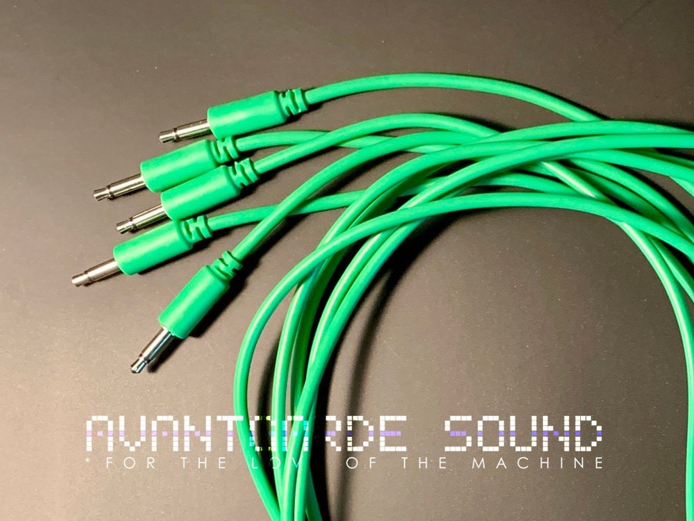 •LONG! 5-pack GREEN ~27″/69cm •SD69 Eurorack Patch Cables, StevenDonziger Series