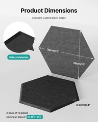 Hexagon Acoustic Wall Panels Self-Adhesive Soundproof Soundproofing Office