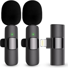 Rechargeable Omnidirectional Microphone Set for iPhone Live Streaming & Vlogging