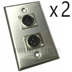 2 Pack – 2-Port Dual Socket XLR Male Stainless Steel Microphone Mic Wall Plate