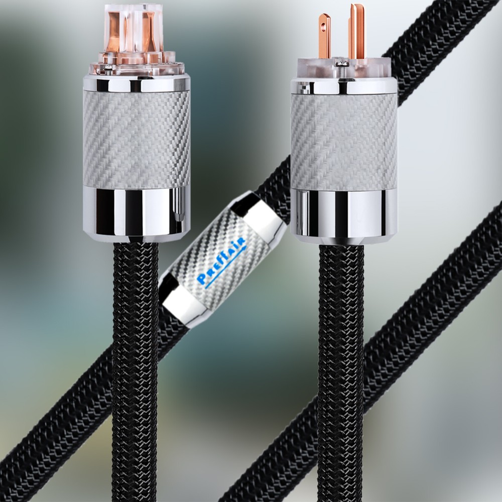 10 AWG HiFi Audio Power Cable US EU Schuko OCC Power Cord with Carbon Fiber Plug