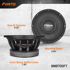4x PRV Audio 8MR400-NDY Neodymium 8″ Midrange Loudspeakers 400W 8 Ohms 8MR Neo